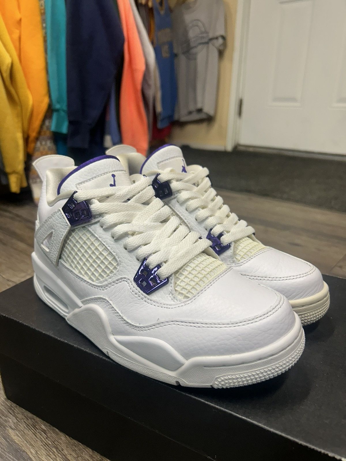 Jordan Brand Air Jordan 4 Retro Metallic Purple Sneakers Size US 6.5 / EU 39-40 - 1 Thumbnail