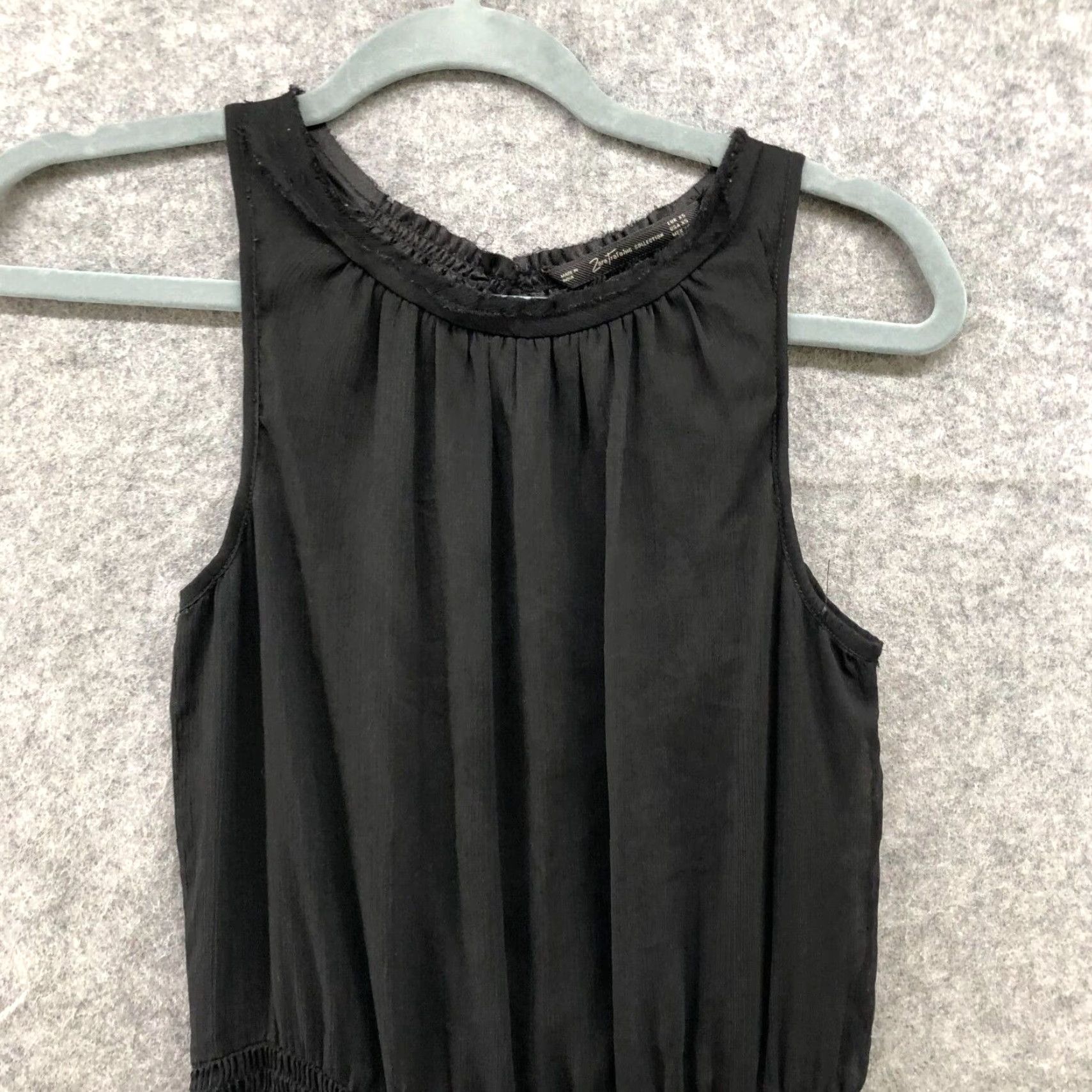 Zara Zara Sleeveless Mini Dress Size S Black Chiffon A Line Tiered Ruffle Party Size XS / US 0-2 / IT 36-38 - 3 Thumbnail