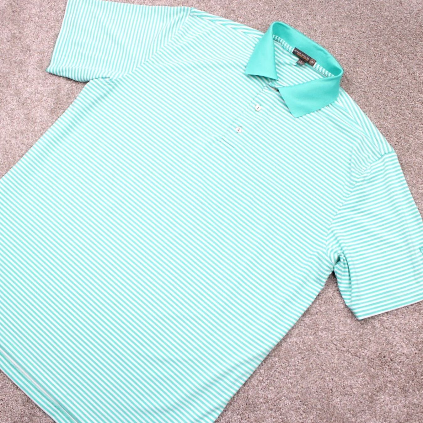 Peter Millar Peter Millar Summer Comfort Polo Shirt Mens Large Green Polyester Stretch S/S Golf Logo Left Sleeve Size US L / EU 52-54 / 3 - 3 Thumbnail