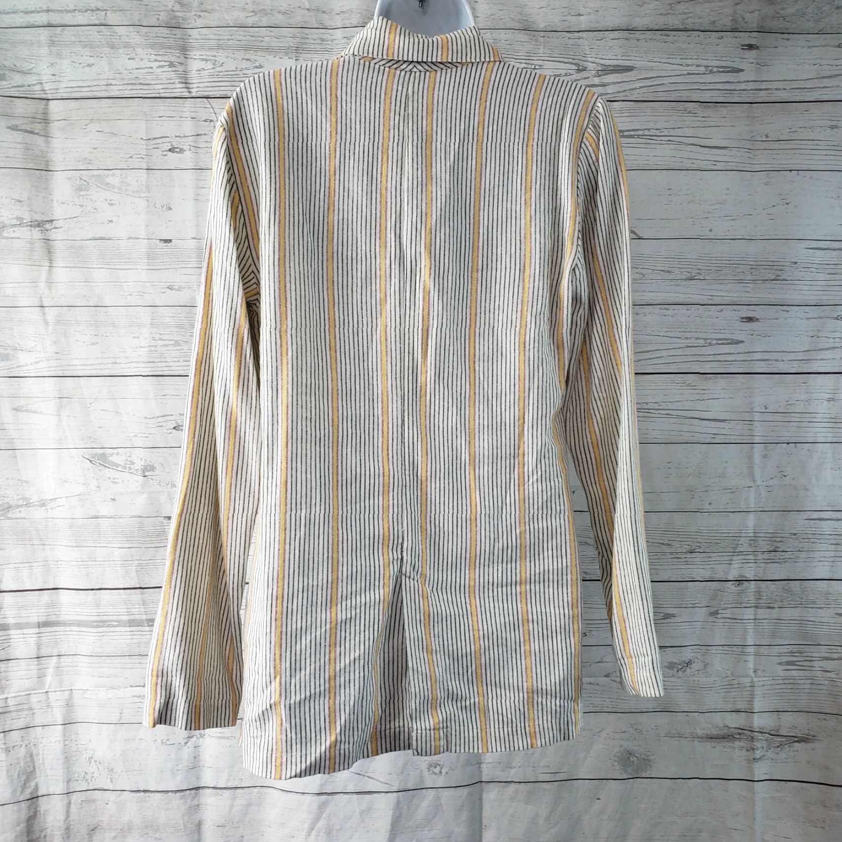 Vintage Wild Fable Blazer Womens Double Breasted Sz Small White Striped Linen Blend Shirt Jacket Size S / US 4 / IT 40 - 4 Thumbnail