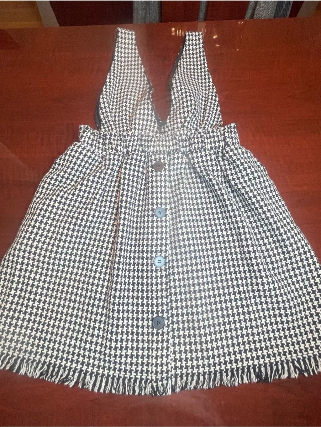 Other Miou Muse Houndstooth Wool blend Tweed Deep V Mini Dress V L Size L / US 10 / IT 46 - 9 Thumbnail