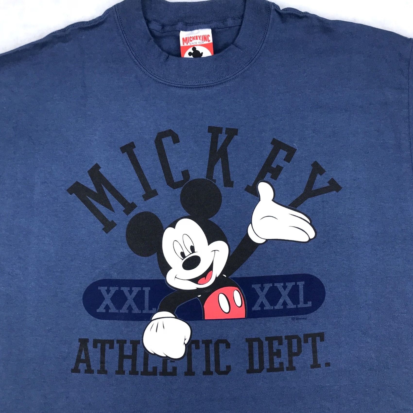 Disney VINTAGE Walt Disney Mickey Mouse ATHLETIC DEPT. T-Shirt XL Blue Mens 90s Disney Cartoon Mickey Mouse Shirt Short Sleeve Cotton Vintage Size US XL / EU 56 / 4 - 2 Thumbnail
