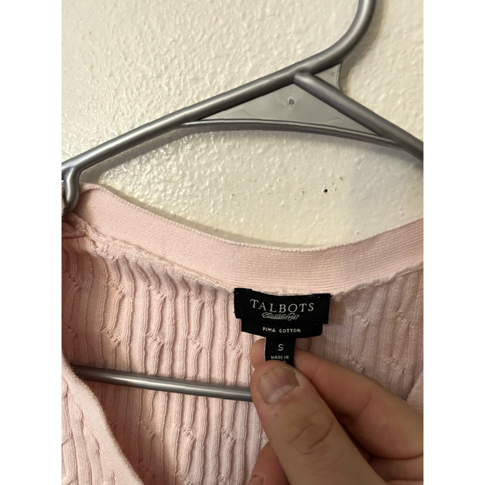 Talbots Talbots Sweater Shirt Womens Size S V-Neck Short Sleeve Cable-Knit Button Up Pink 100% Cotton Casual Vintage No Size S / US 4 / IT 40 - 3 Thumbnail