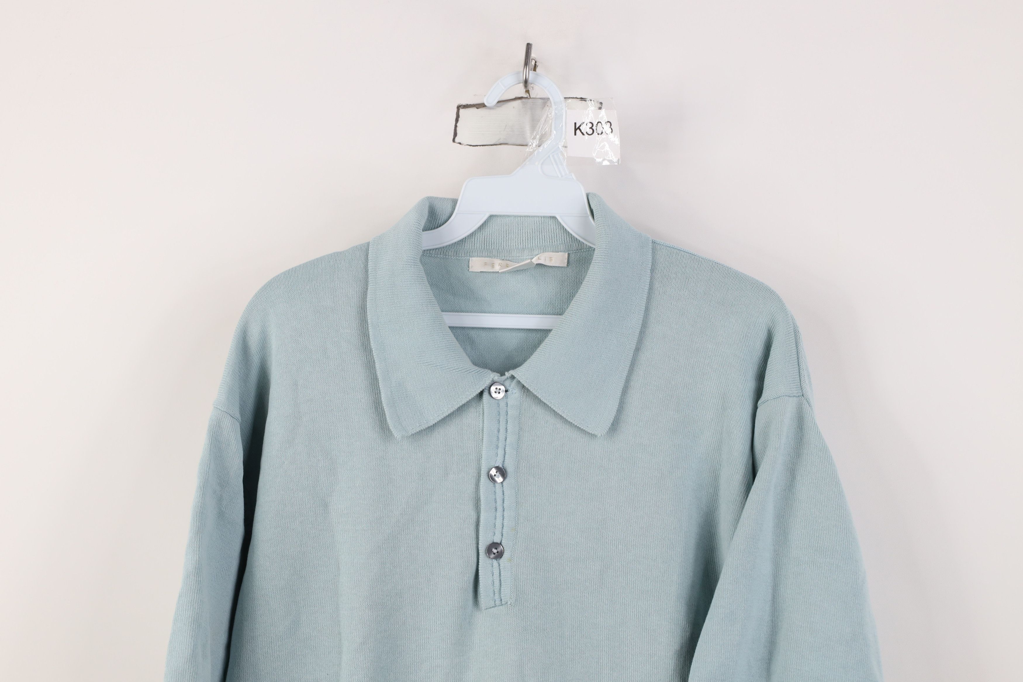 Vintage Vintage 90s Streetwear Cotton Ribbed Knit Collared Polo Blue Size US L / EU 52-54 / 3 - 2 Thumbnail