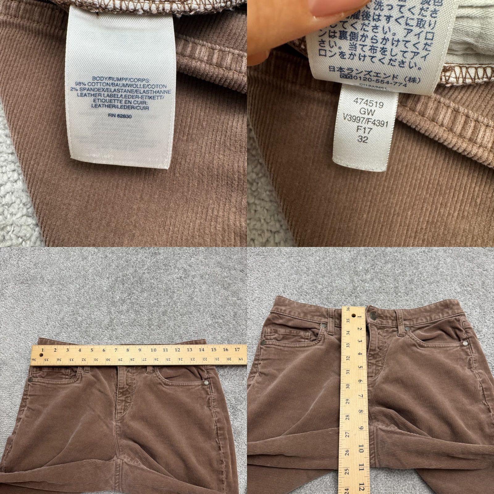 Lands' End Lands' End Womens Pants 4 Brown Corduroy Mid Rise Straight Leg Cotton Stretch Size 27" / US 4 / IT 40 - 8 Thumbnail