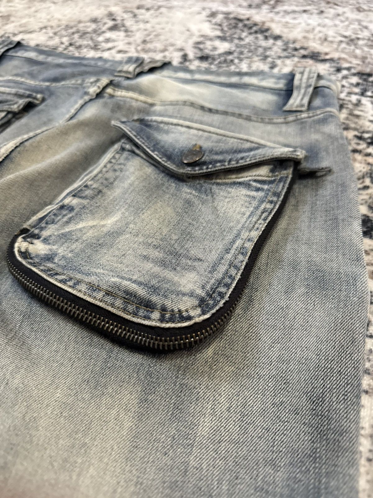 If Six Was Nine 2000s PPFM Japan Panneled Curved Leg Stacked Jeans Size US 33 - 21 Thumbnail