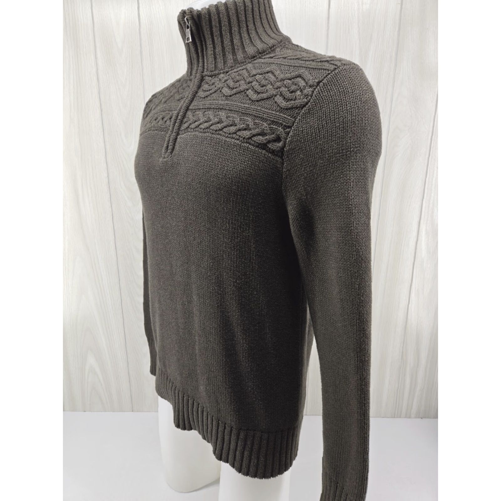 Banana Republic Banana Republic Sweater Pullover 1/4 Zip Mens Medium Green Mock Neck Cable Knit Knitwear Holiday Casual Business Size US M / EU 48-50 / 2 - 3 Thumbnail