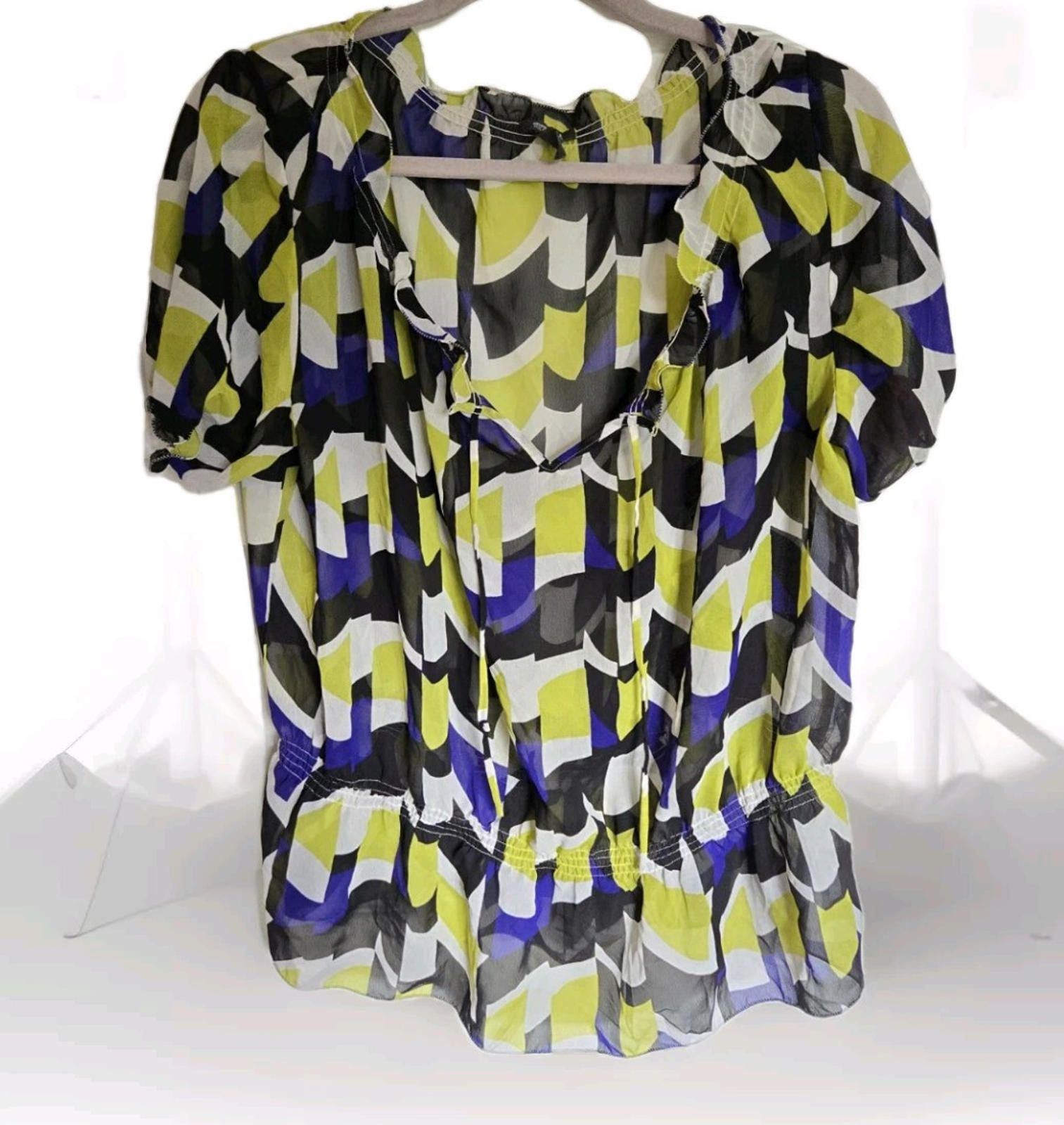 Other Kenneth Cole Reaction Blouse Top Womens 12 Sheer Geometrical Size XL / US 12-14 / IT 48-50 - 1 Thumbnail