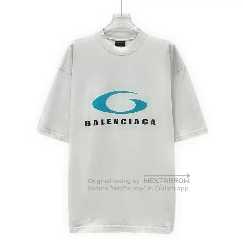 Balenciaga Balenciaga White Logo Letter Printed Cotton Round Neck Sho Size US M / EU 48-50 / 2 - 1 Thumbnail