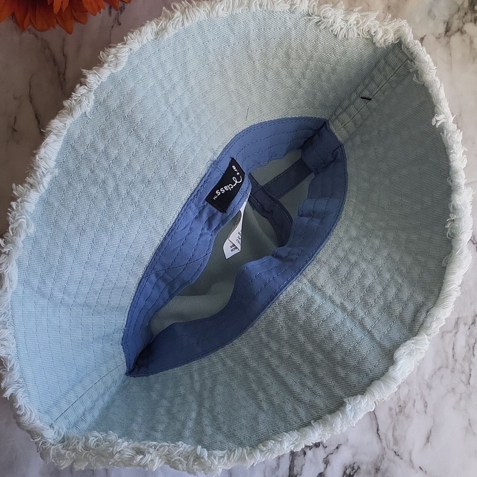 The Unbranded Brand Light Blue Jeans Bucket Hat with Patterned Band Size ONE SIZE - 9 Thumbnail