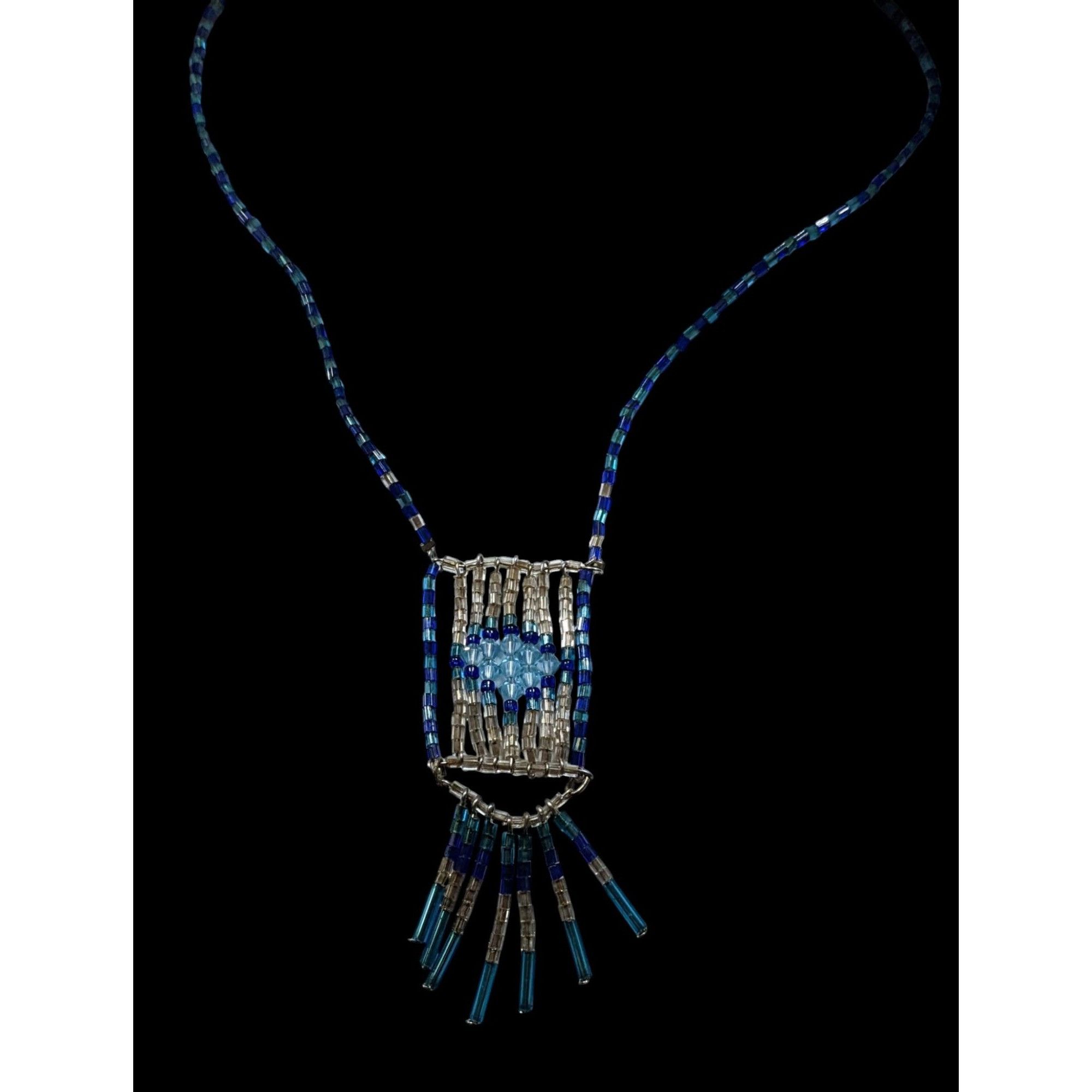 Other Handcrafted Bohemian Blue & Silver Tone Beaded Necklace With Size ONE SIZE - 2 Thumbnail