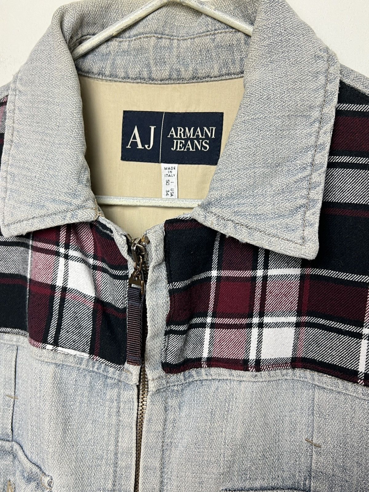Giorgio Armani armani y2k archive hemp moto tartan work jacket Size US M / EU 48-50 / 2 - 6 Thumbnail