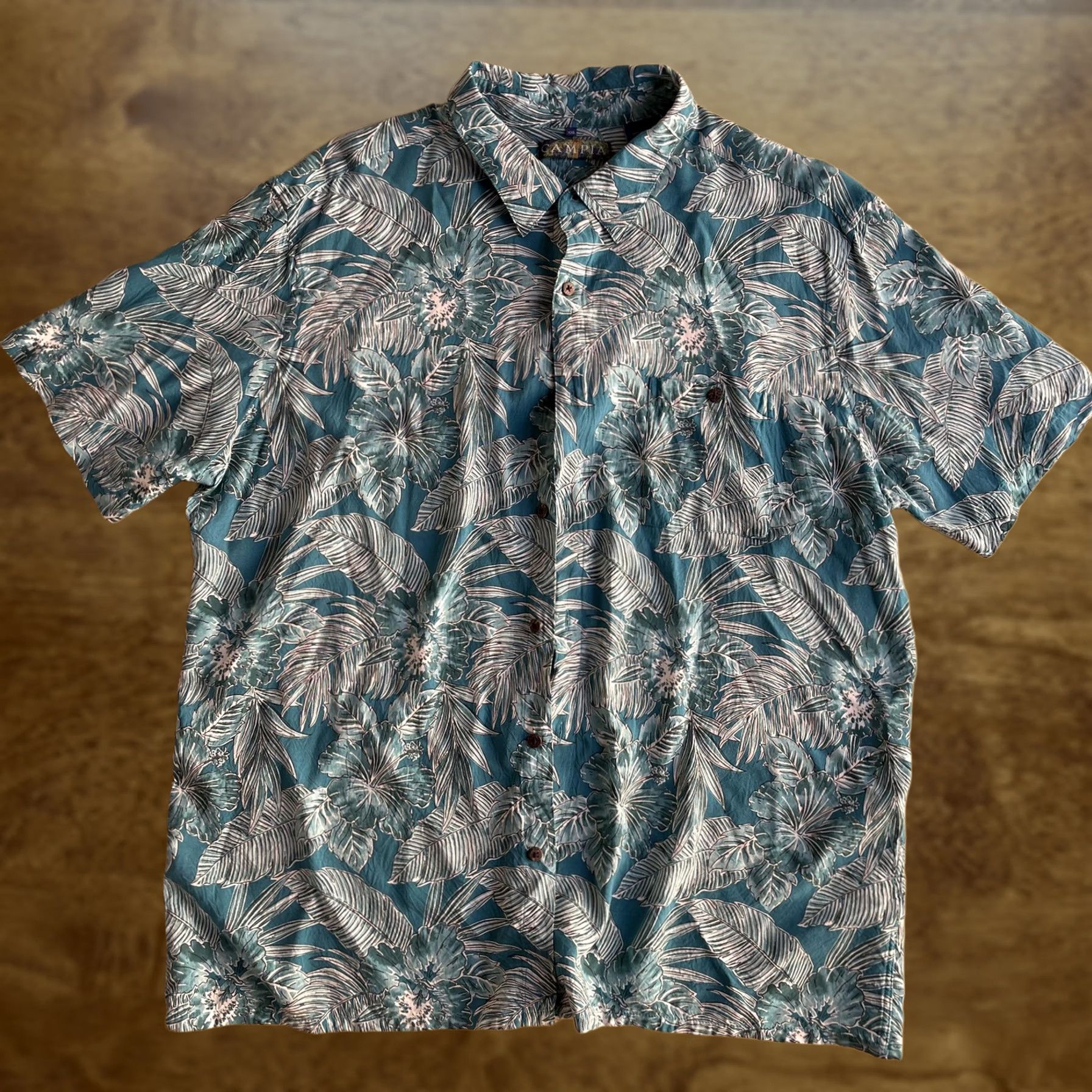 Vintage Campia Shirt Mens 2XL Blue Floral Hawaiian Tropical Short Sleeve Rayon Button Up Size US XXL / EU 58 / 5 - 1 Thumbnail
