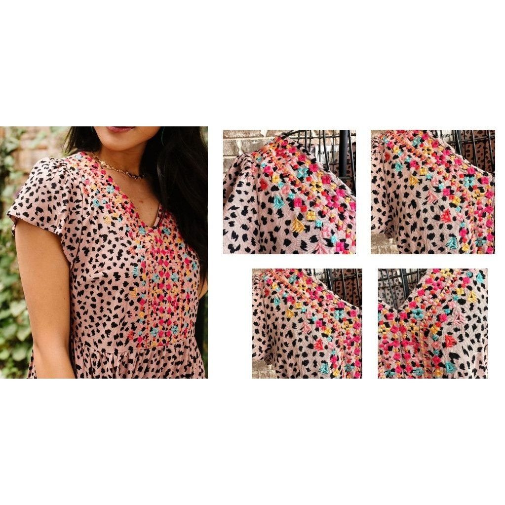 Other Savanna Jane Leopard Print Blouse Small Embroidered Artsy Size S / US 4 / IT 40 - 12 Thumbnail