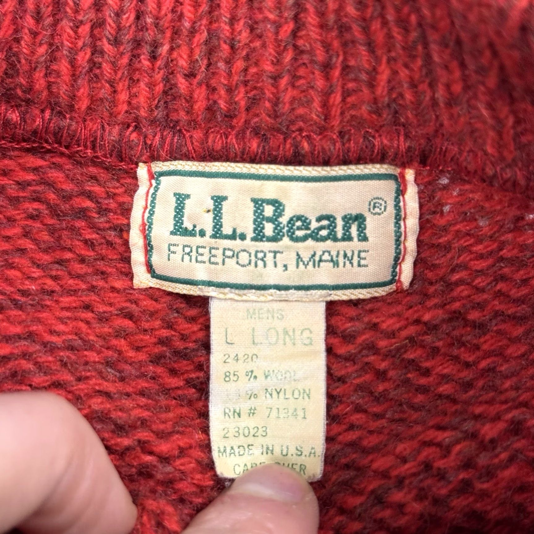 Vintage VTG LL BEAN Mens Sweater Pullover Crewneck Wool Nylon Red Heathered Big & Tall LT Long Sleeve Size LT Mens USA 70s 80s Size US L / EU 52-54 / 3 - 3 Thumbnail