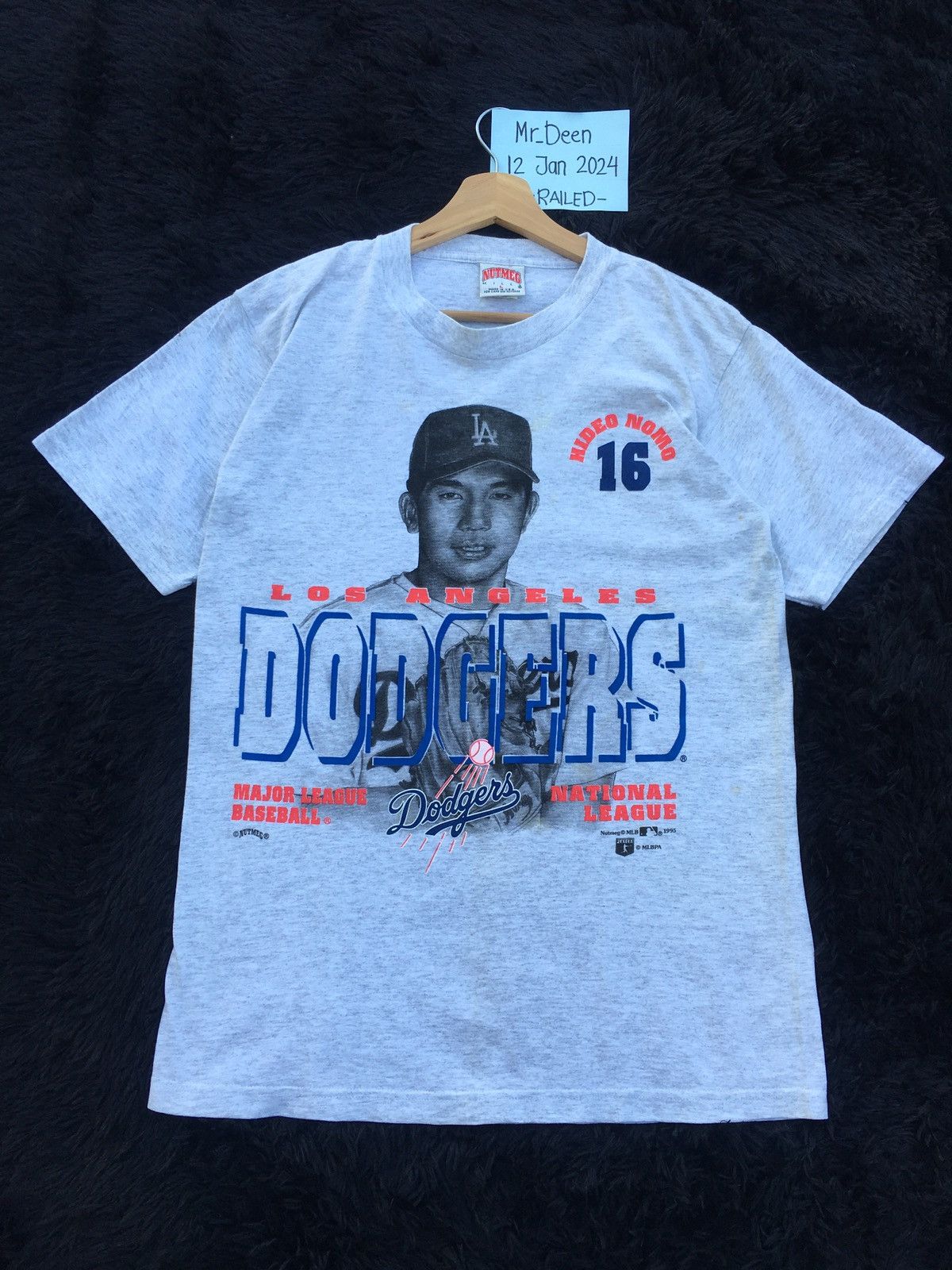image of Vintage La Dodgers Mlb National League 1995 Tee in Grey, Men's (Size Large)