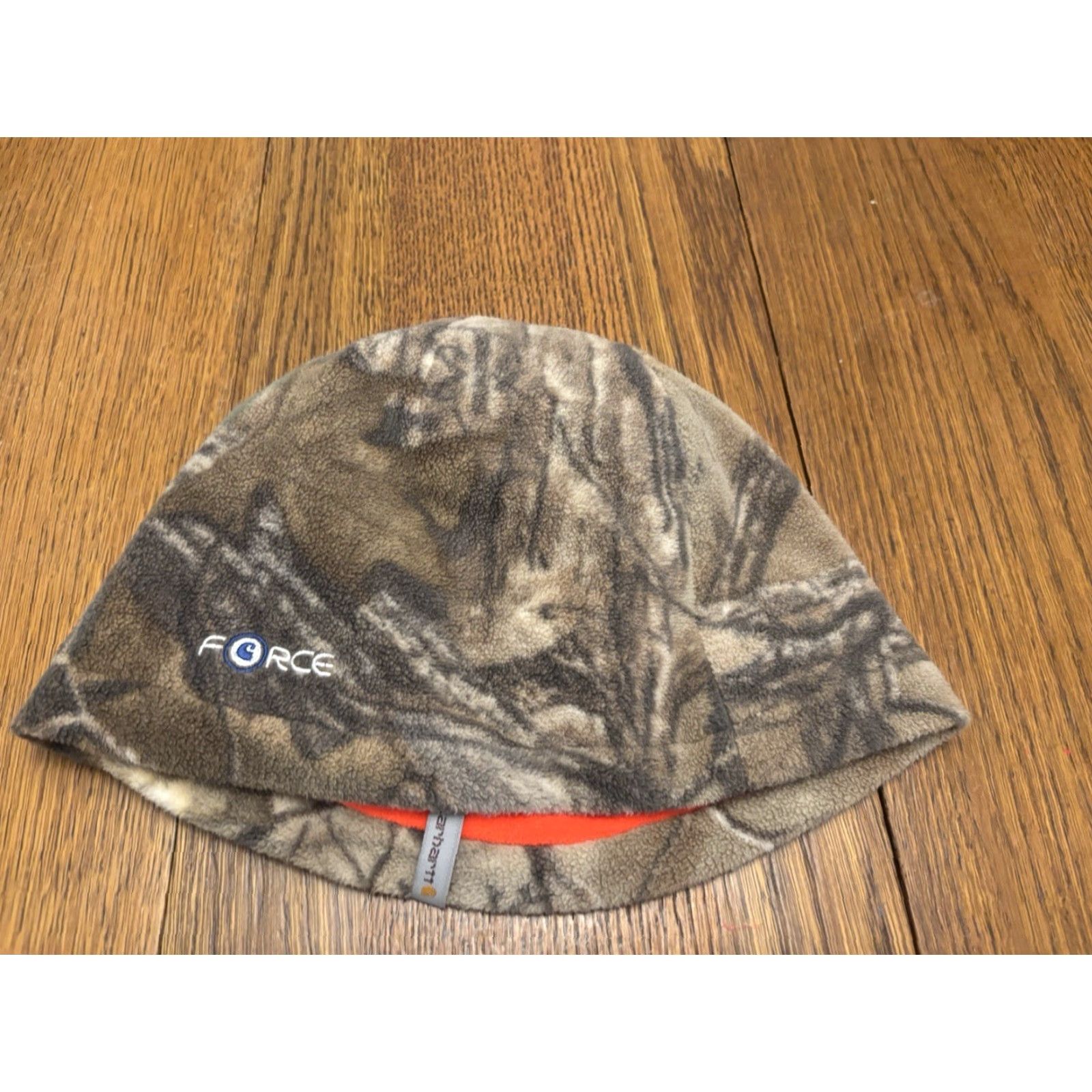 Carhartt Carhartt Force Reversible Fleece Hat Mens Camouflage Blaze Orange Hunting Beanie Fall Winter Moisture Wicking Reversible Thermal Casual Workwear Men Size 44L - 2 Thumbnail