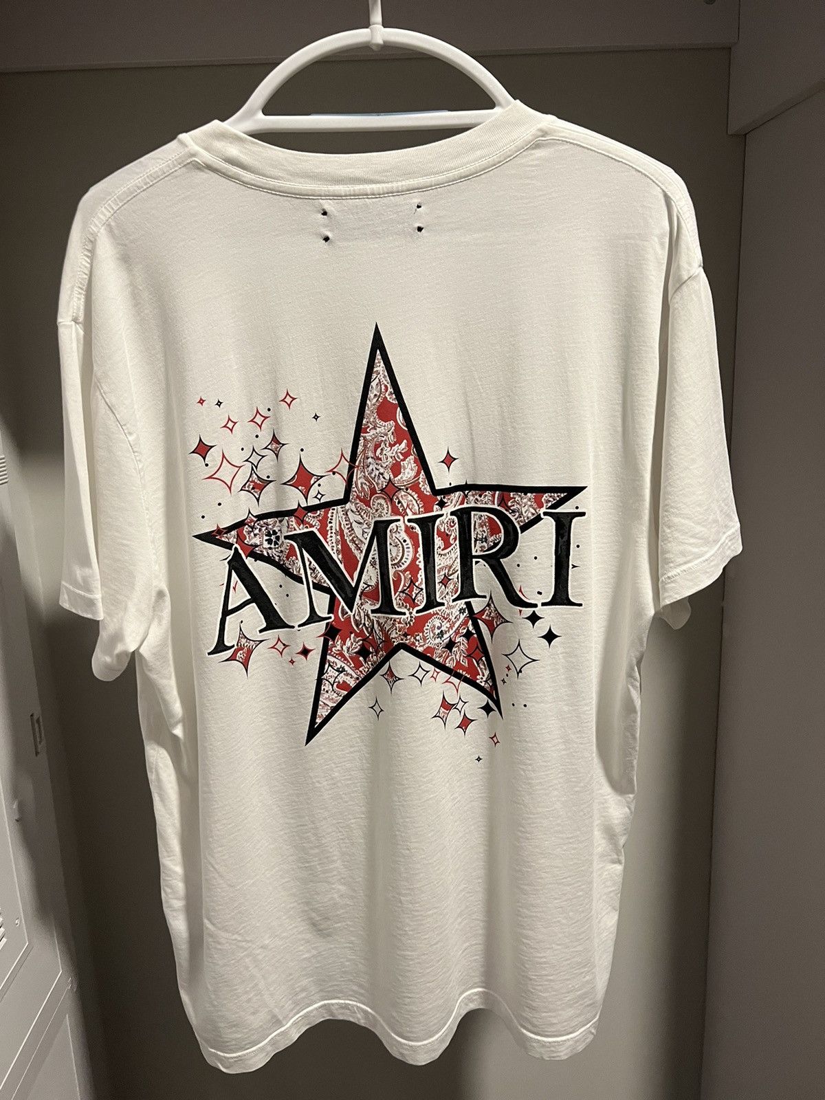 image of Amiri New Paisley Star Cotton T-Shirt in White, Men's (Size Medium)