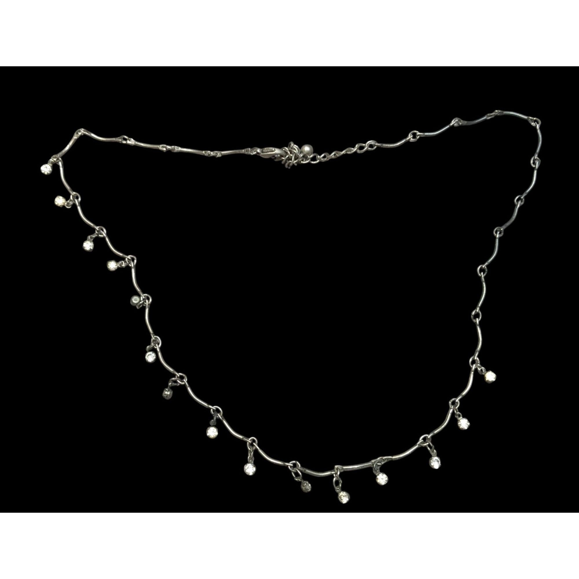 Other Silver-Tone Necklace With Dangling Crystal Accents & Adjusta Size ONE SIZE - 1 Thumbnail