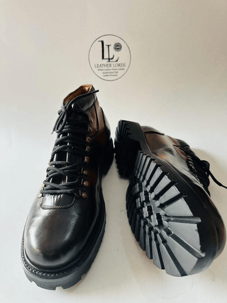 Other Handmade Leather Brown Hiking Boots Size US 11.5 / EU 44-45 - 2 Thumbnail