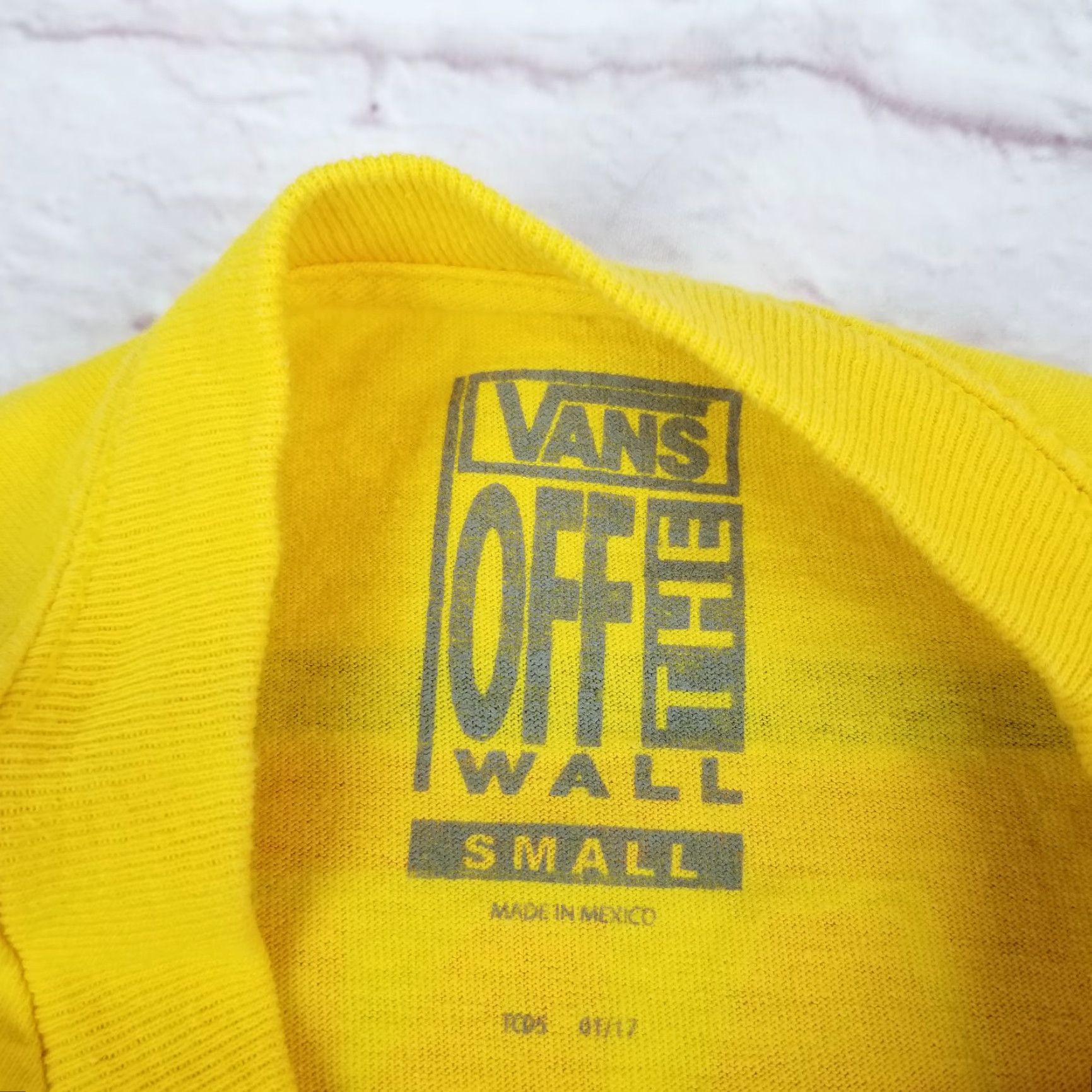 Vans VANS Shirt Womens Yellow Small Cropped T Shirt Long Sleeve Checkered Off The Wall Geometric Logo 90s Style Casual Womens Size S / US 4 / IT 40 - 3 Thumbnail
