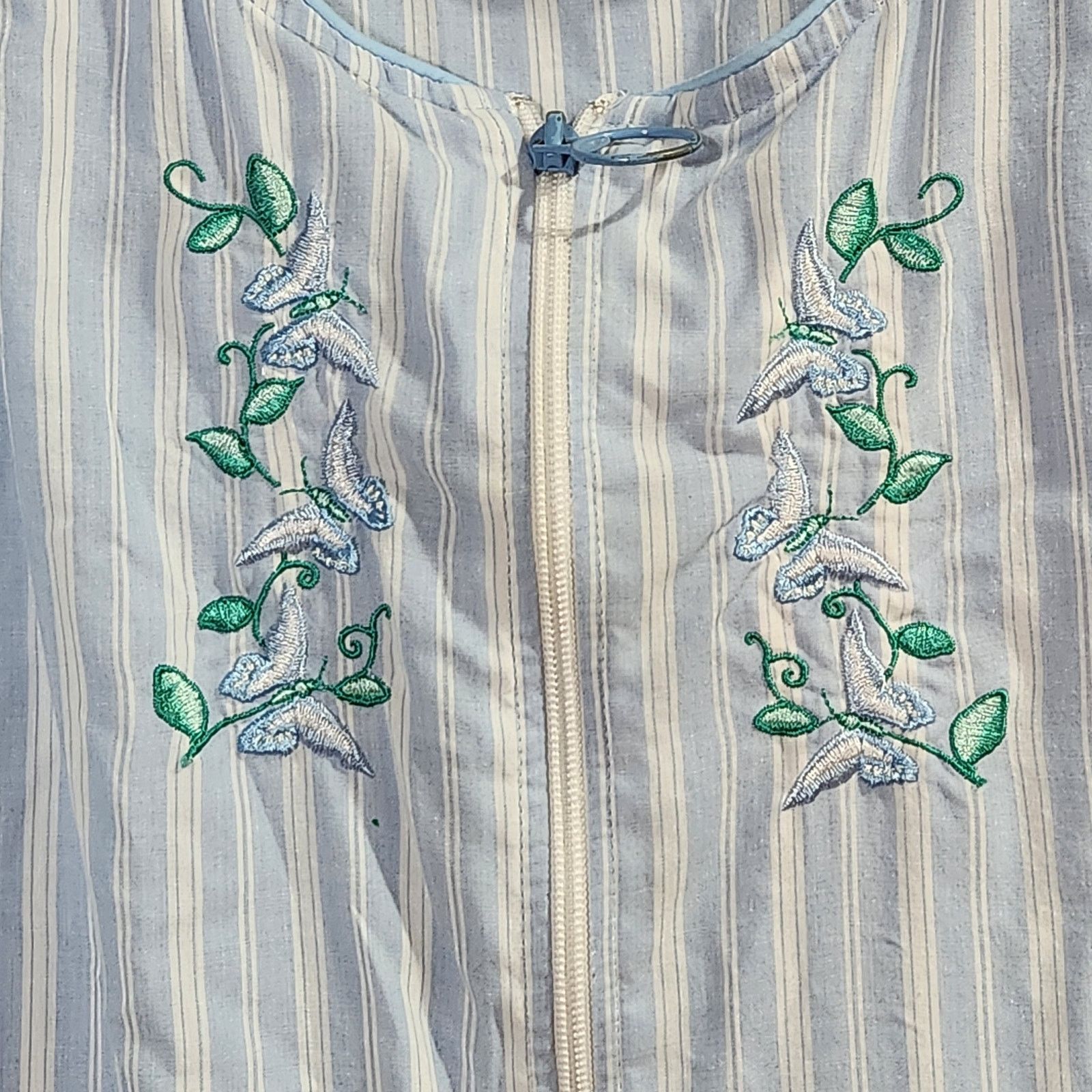 Other Vintage Ashley Taylor Blue Stripe Embroidered Robe 4X Plus Size ONE SIZE - 2 Thumbnail