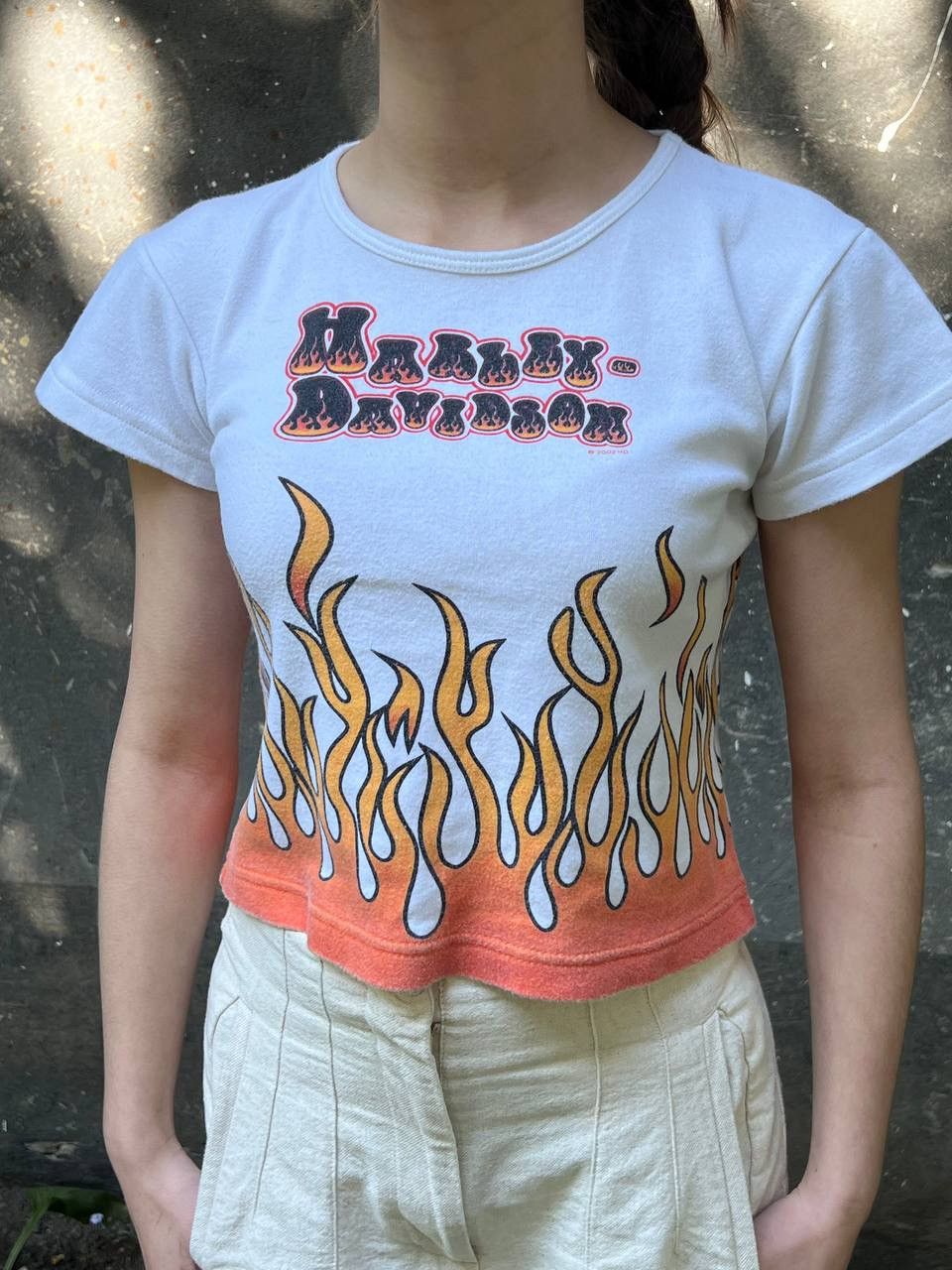 Harley Davidson × Vintage Vintage Harley Davidson 2002 T-Shirt Fire Logo Y2K RARE Size S / US 4 / IT 40 - 2 Thumbnail