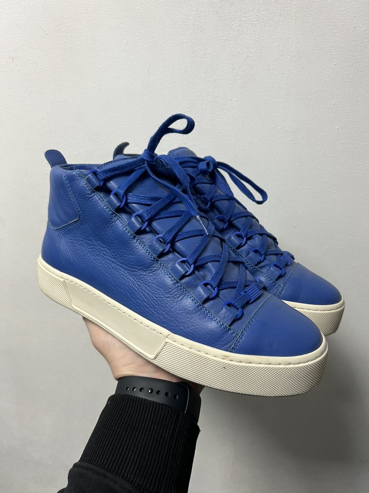 Balenciaga Balenciaga Arena Blue/White Leather High Tops Size 7 40 Size US 7 / EU 40 - 1 Thumbnail