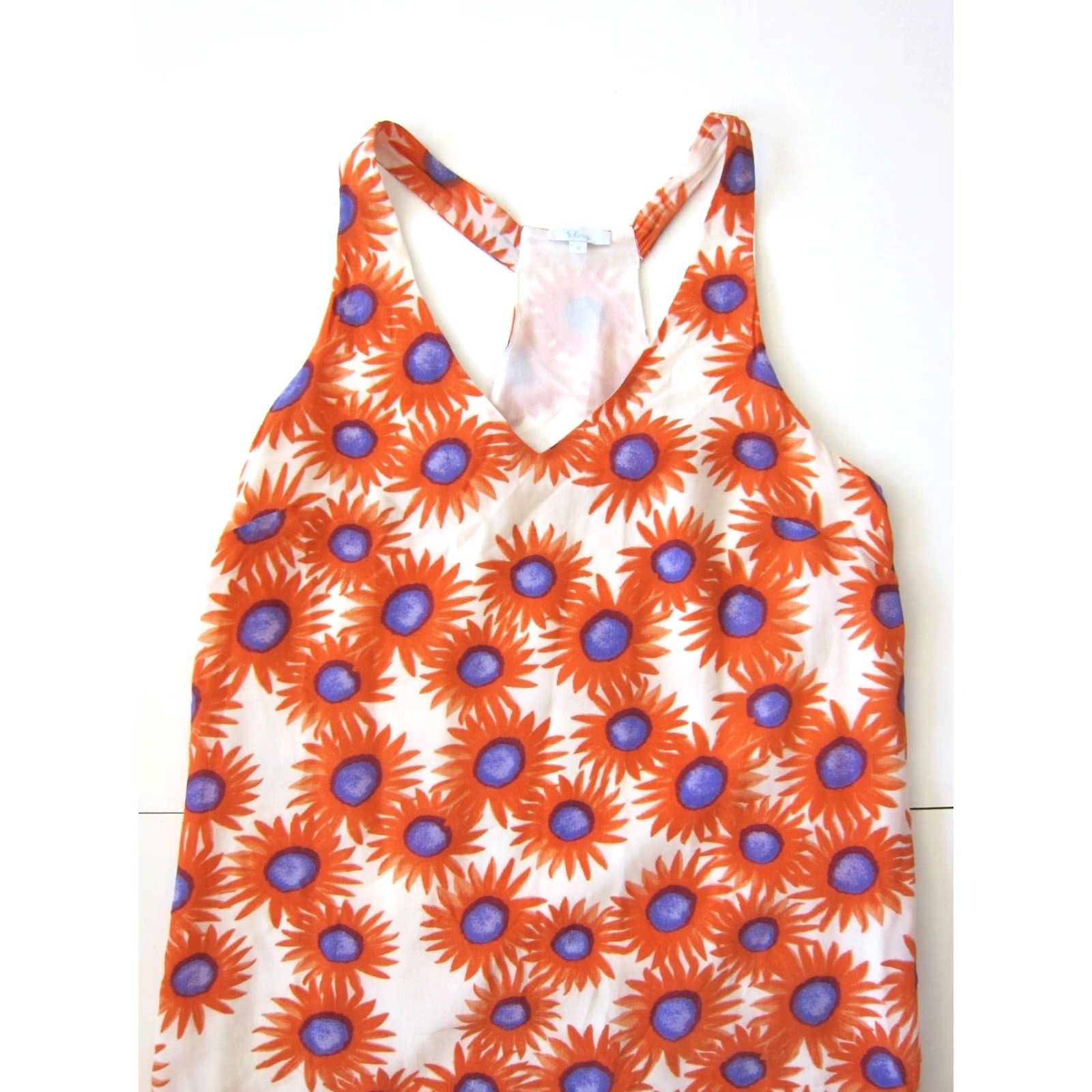Vintage VINTAGE Elorie 100% Silk Orange Purple Floral Sleeveless Shift Tank Tunic Slip Dress S Size S / US 4 / IT 40 - 7 Thumbnail