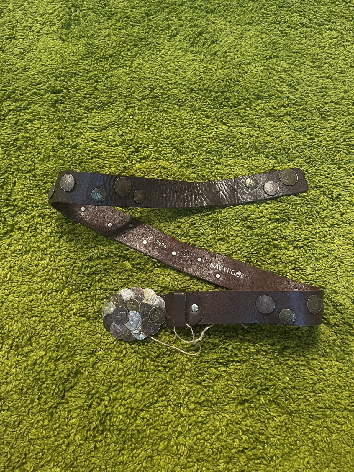 Cowboy Equipment × Genuine Leather × Vintage Western Cowboy style coin buckle money belt Size 30 - 8 Thumbnail