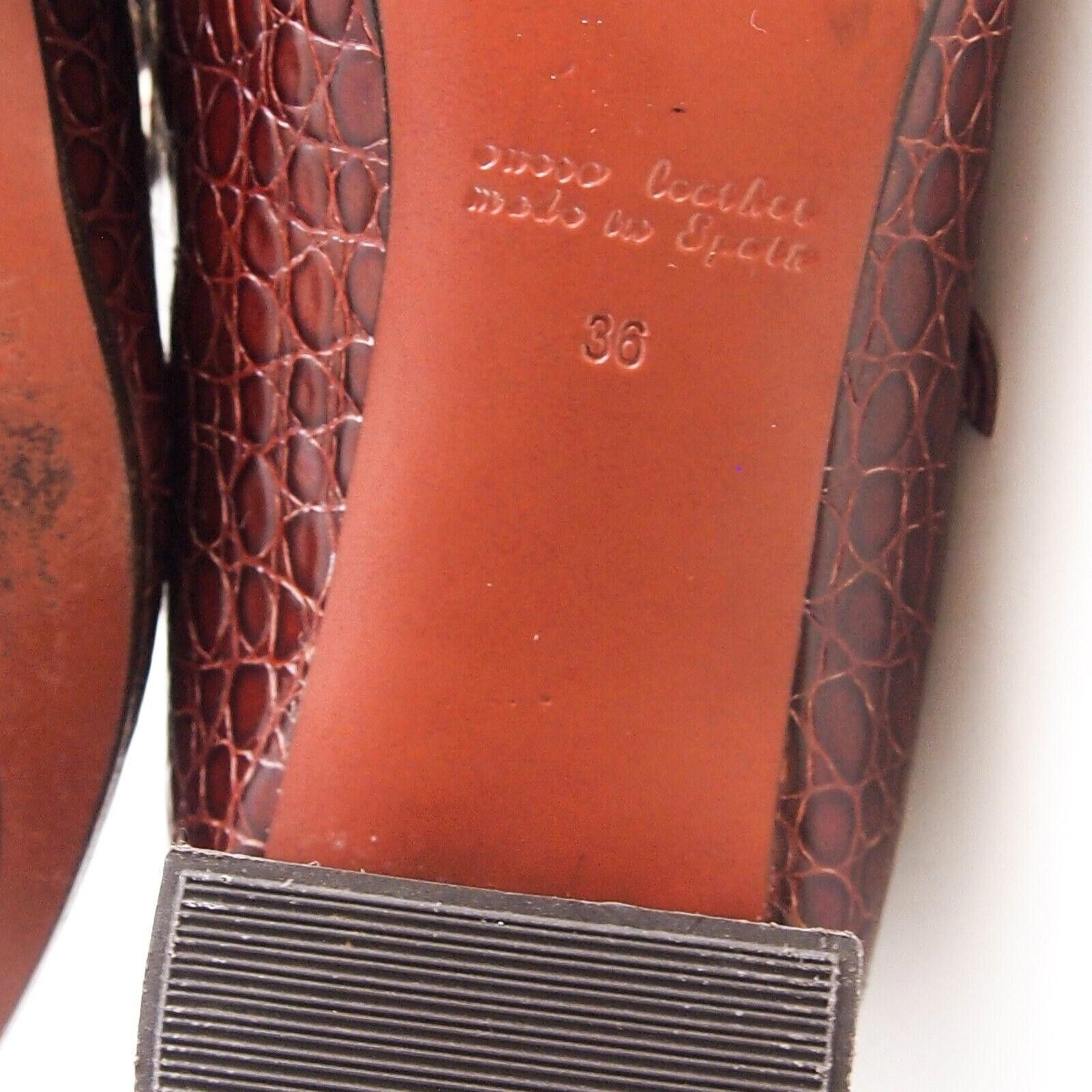 Designer Chie Mihara Mary Jane Flats Burgundy Faux Croc EU 36 US 6 Size US 6 / IT 36 - 11 Thumbnail