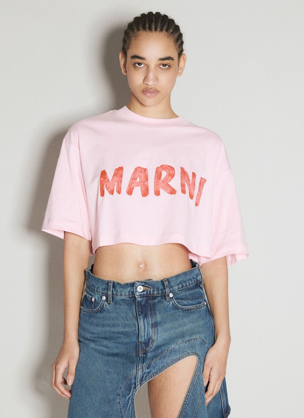 Image of Marni Maxi Logo Print T-Shirt in Pink, Women's (Size XS)