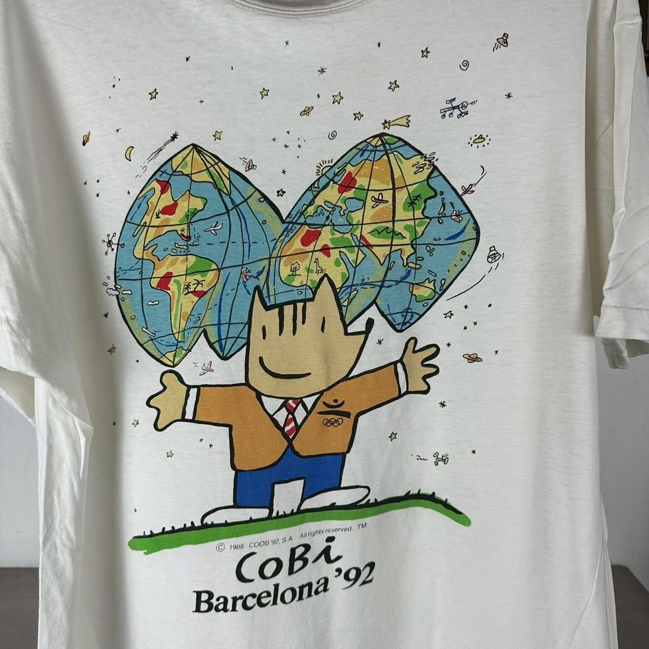 USA Olympics × Vintage Vintage 1992 Barcelona Olympics Cobi Artwork Promo T-Shirt Size US L / EU 52-54 / 3 - 7 Thumbnail
