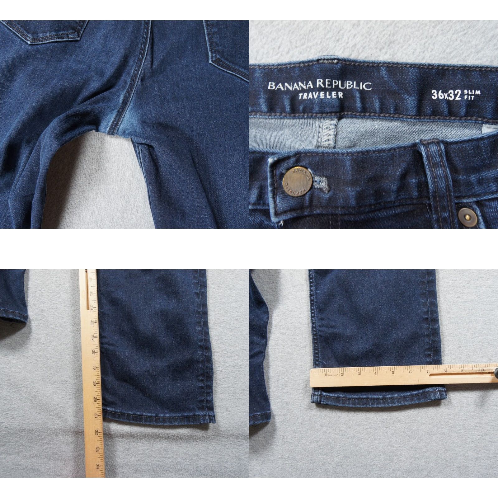 Banana Republic Banana Republic Jeans Mens 36x31 Blue Denim Slim Fit Traveler Stretch 5-Pocket Design Cotton Blend Vintage No Size US 36 / EU 52 - 8 Thumbnail