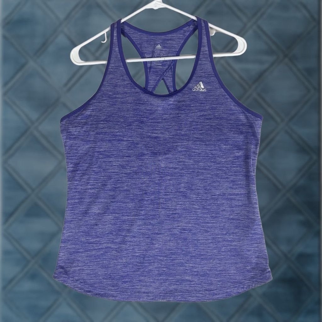 Adidas Adidas Climalite Womens Large Blue Crossback Tank Top Gym Fitness Racerback Pullover Athletic Activewear Size L / US 10 / IT 46 - 1 Thumbnail