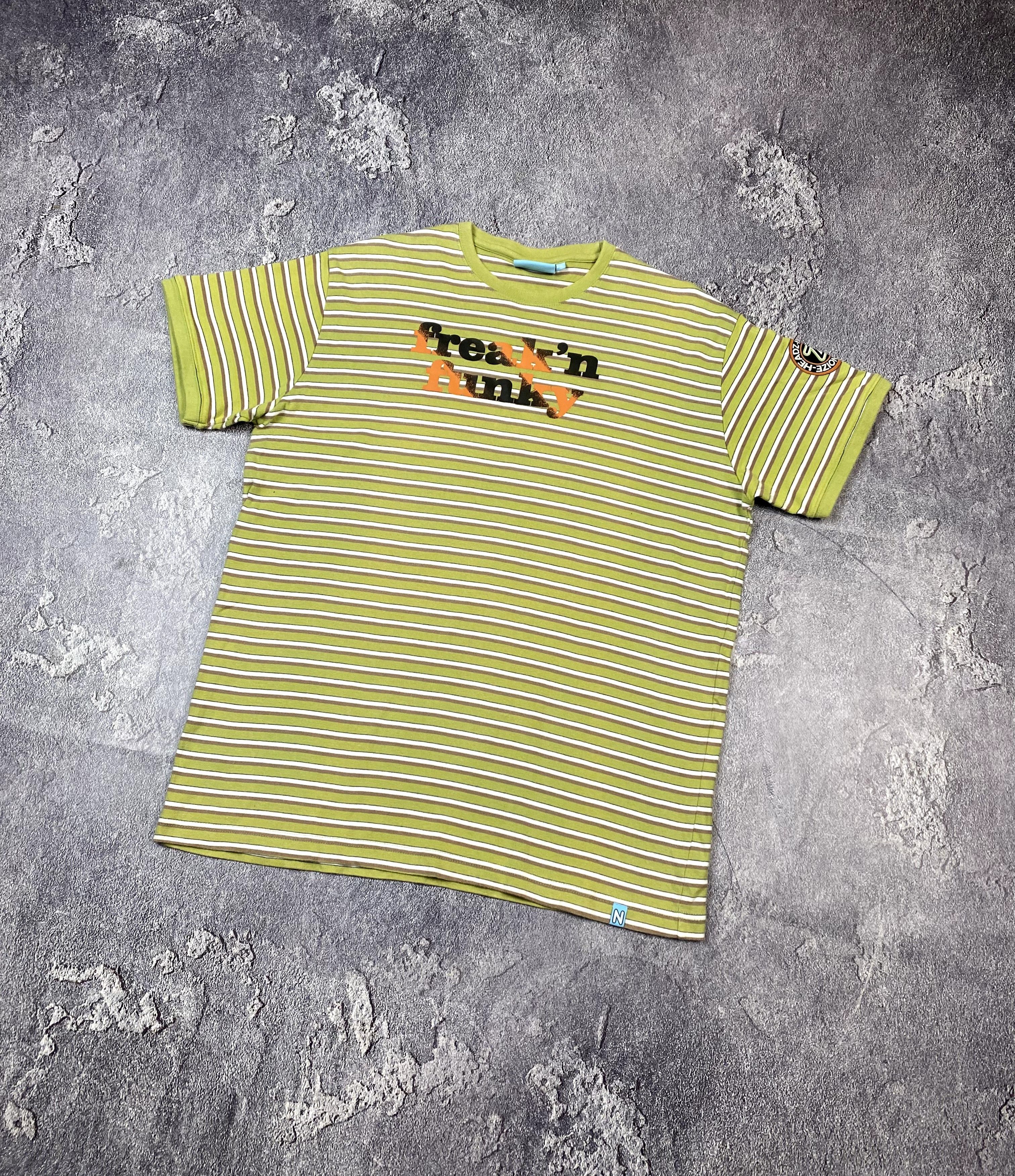 Beauty Beast × If Six Was Nine Y2K Freak`n Funky Stripe Green T-shirt Vintage 00s Size US XL / EU 56 / 4 - 2 Thumbnail