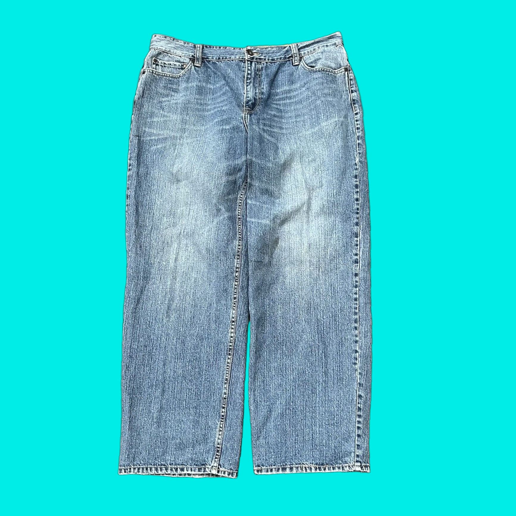 Vintage VINTAGE Plugg Jeans Mens 40x30 Baggy Wide Leg 90s Y2K Skater Hip Hop Grunge Straight Jeans 5-Pocket Blue Cotton Denim Mens Size US 40 / EU 56 - 1 Thumbnail