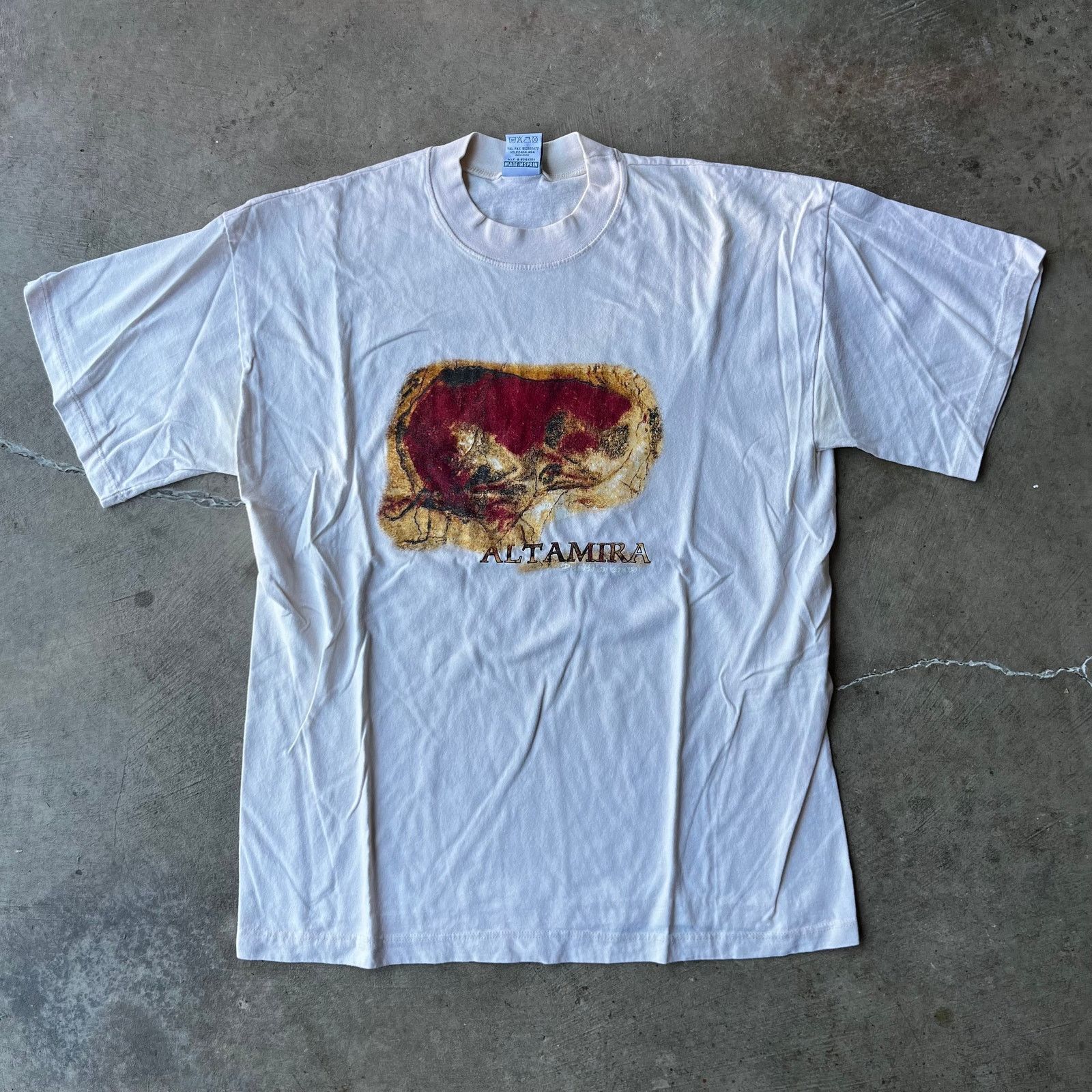Vintage VINTAGE CAVE OF ALTAMIRA ART TEE SHIRT WHITE GRAPHIC XL 90S Size US XL / EU 56 / 4 - 1 Thumbnail