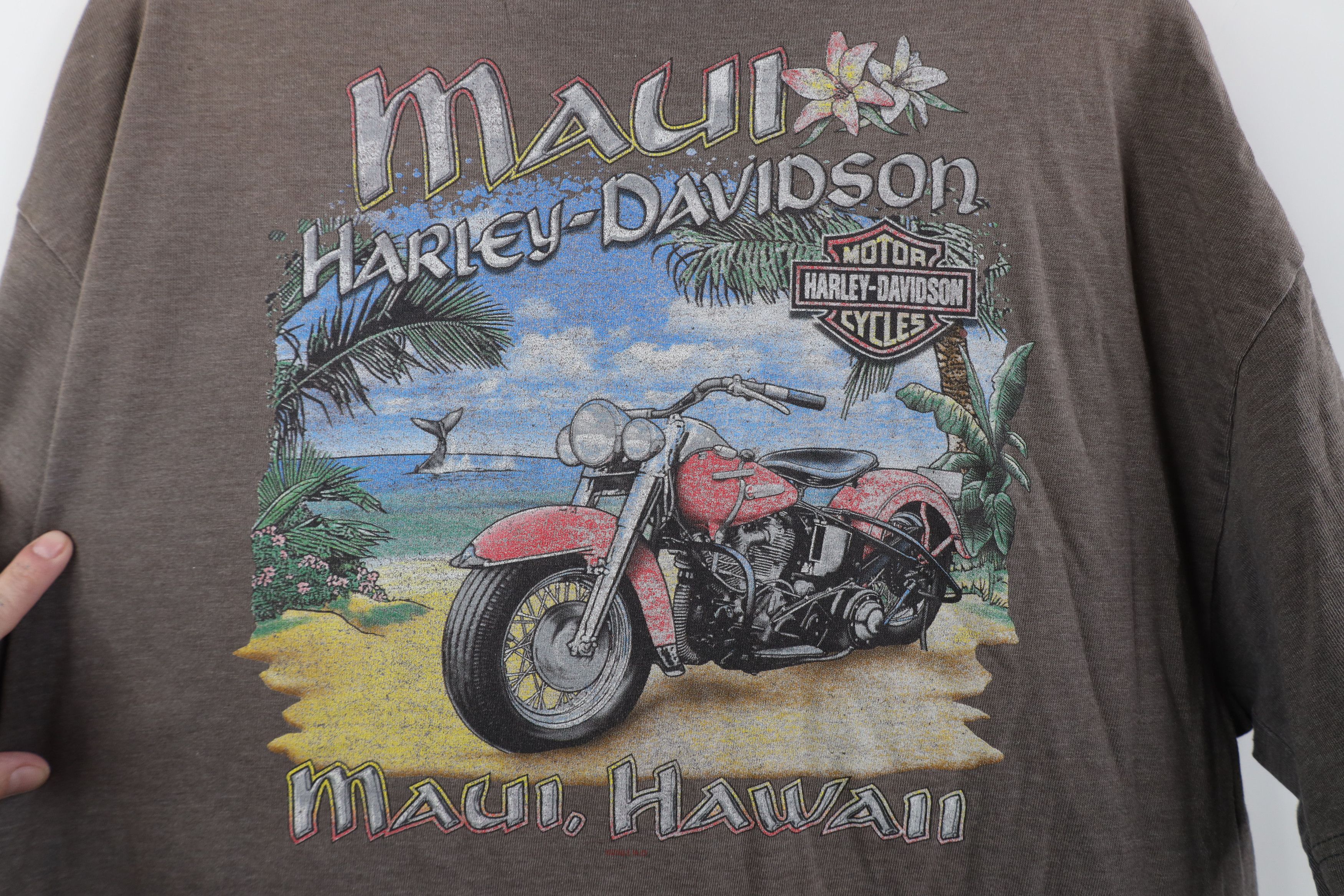 Harley Davidson Vintage Y2K 2001 Harley Davidson Maui Hawaii T-Shirt Gray Size US L / EU 52-54 / 3 - 10 Thumbnail