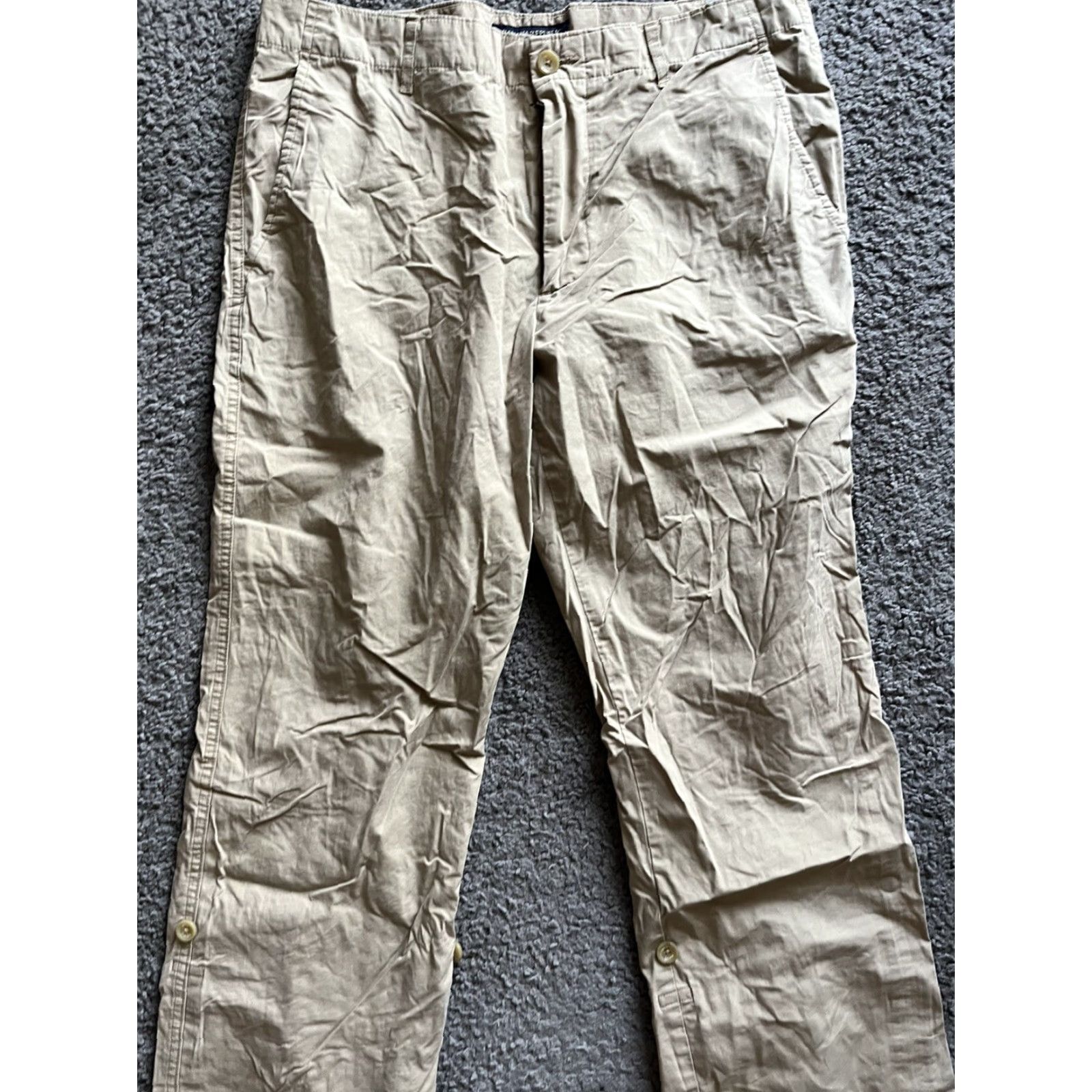Banana Republic VINTAGE Banana Republic Chino Pants Mens 36x32 Khaki Cotton Flat Front Beige 2000s Beach Preppy American - Mens Size US 36 / EU 52 - 2 Thumbnail