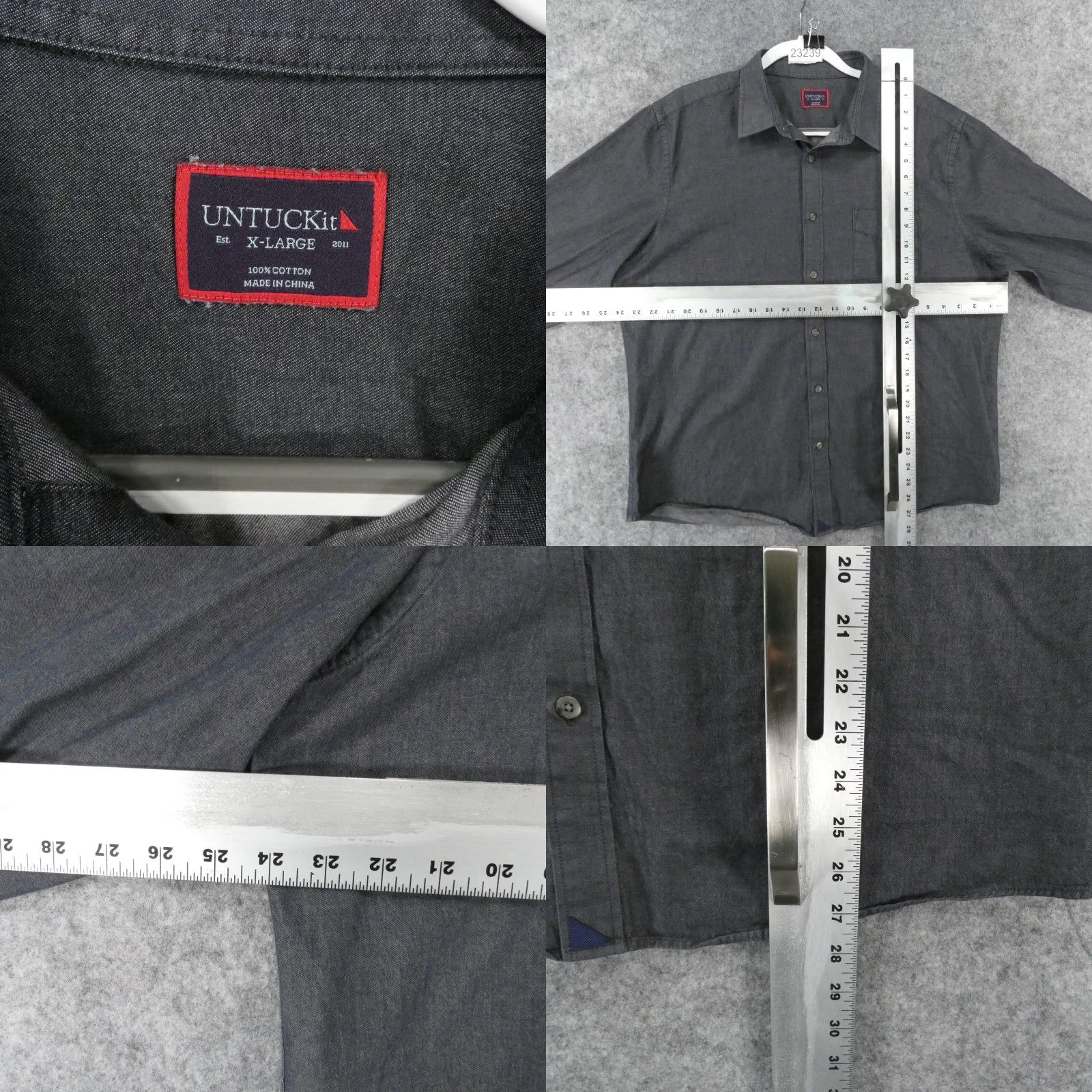 UNTUCKit UNTUCKit Shirt Mens XL Long Sleeve Button Up Gray Size US XL / EU 56 / 4 - 8 Thumbnail
