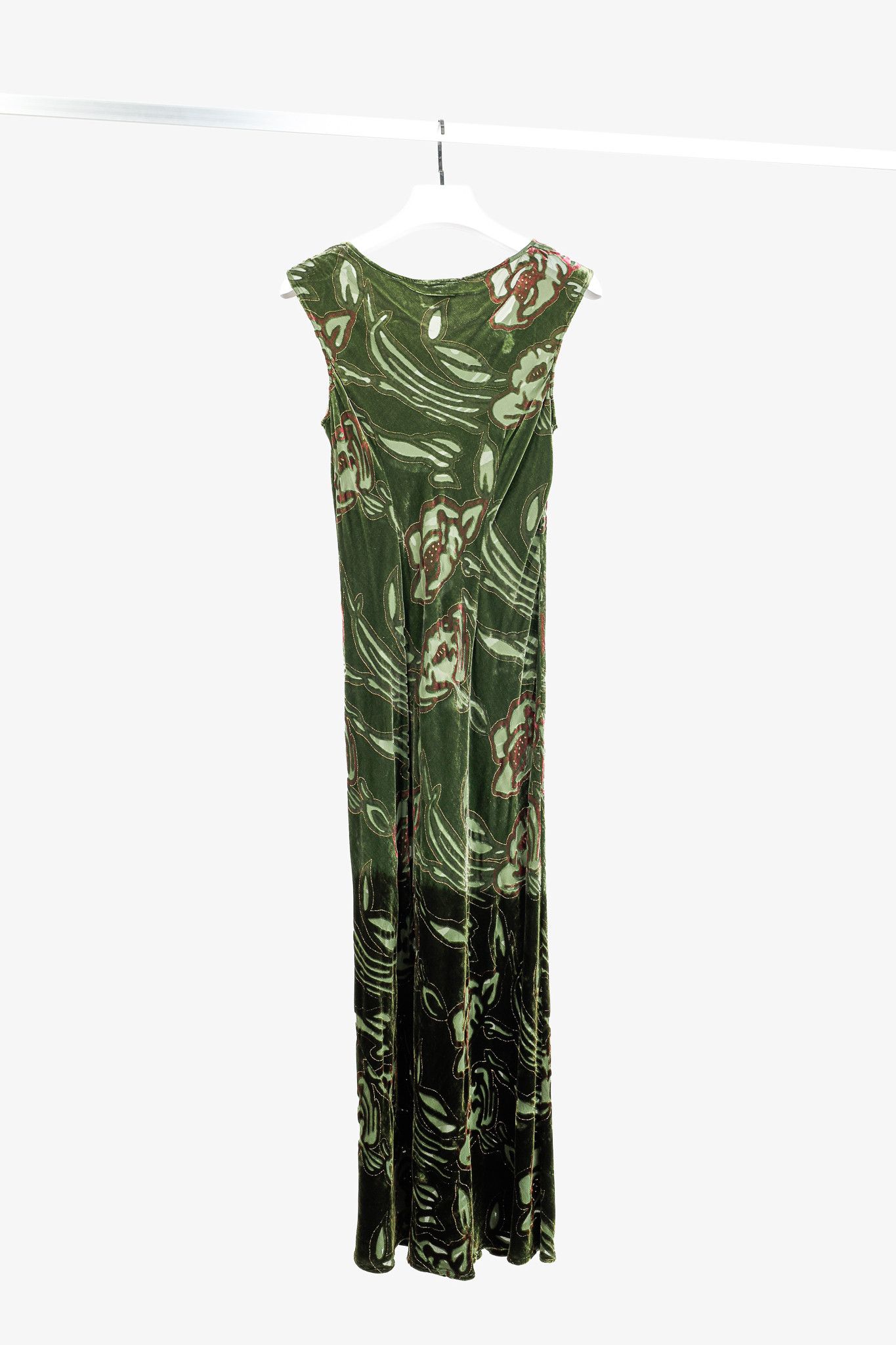 Other Citron Santa Monica Green Floral-Burnout Velvet Maxi Dress | Grailed