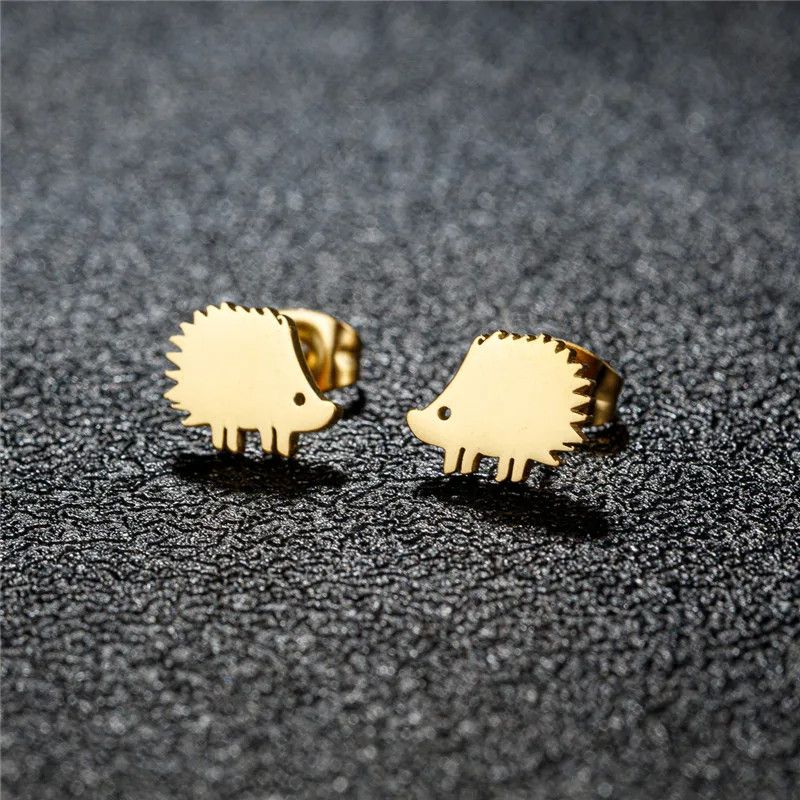 Jewelry Hedgehog Mini Stud Earrings Charm Earring Gift Size ONE SIZE - 1 Preview
