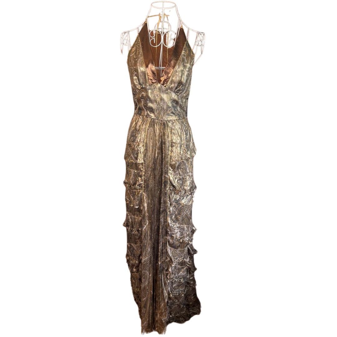 Dolce & Gabbana Dolce & Gabbana Vintage Gold Metallic Maxi Halter Dress Size S / US 4 / IT 40 - 1 Thumbnail