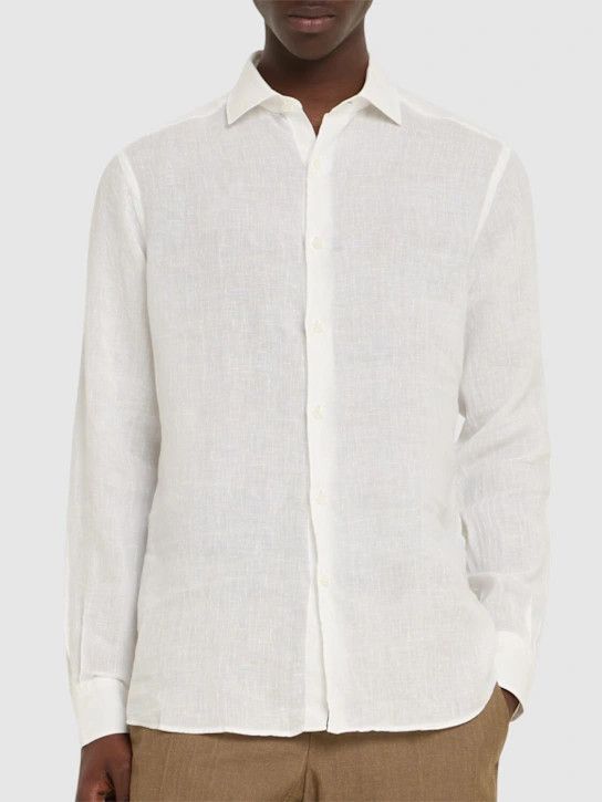 Z Zegna o1lsvrm0525 Linen Shirt in White Size US S / EU 44-46 / 1 - 4 Thumbnail