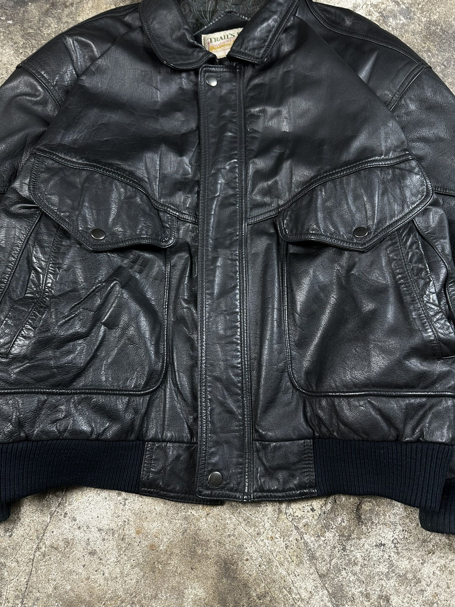 Leather 90s Korean Leather Bomber Boxy Jacket Size US XL / EU 56 / 4 - 2 Thumbnail