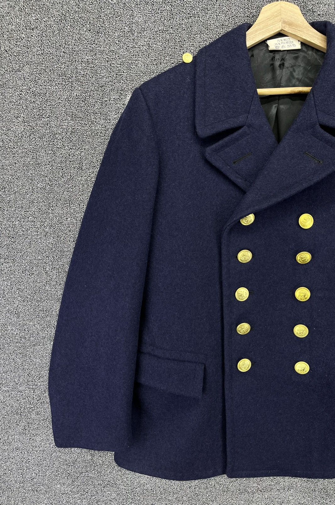 Vintage Vintage 80s GMBH Germany Navy Wool Double Breasted Jacket Size US S / EU 44-46 / 1 - 3 Thumbnail