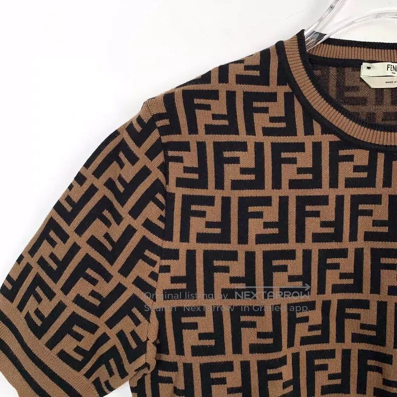 Fendi Fendi Brown Logo Letter Full Print Crewneck Short Sleeve K Size XXS / US 00 / IT 34 - 3 Thumbnail