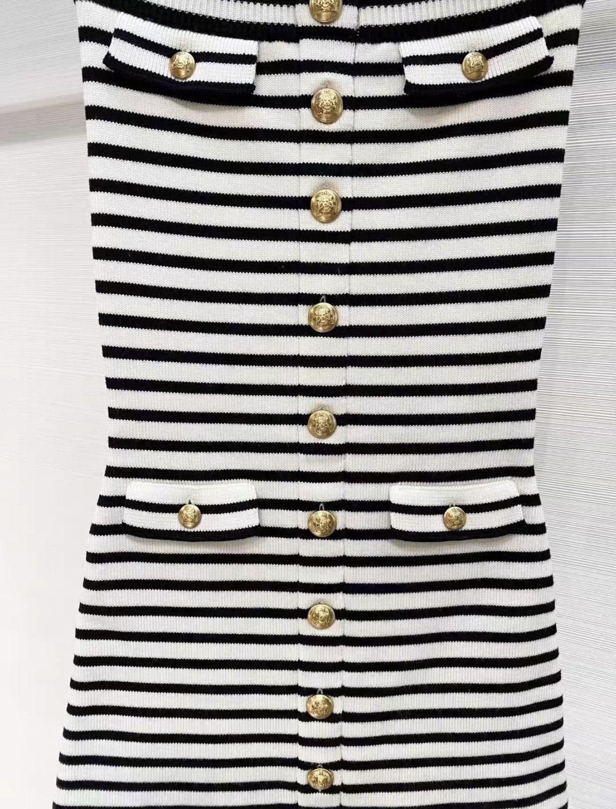 Celine Celine Striped Knit Bustier Dress with Gold Buttons J33 Size XS / US 0-2 / IT 36-38 - 3 Thumbnail