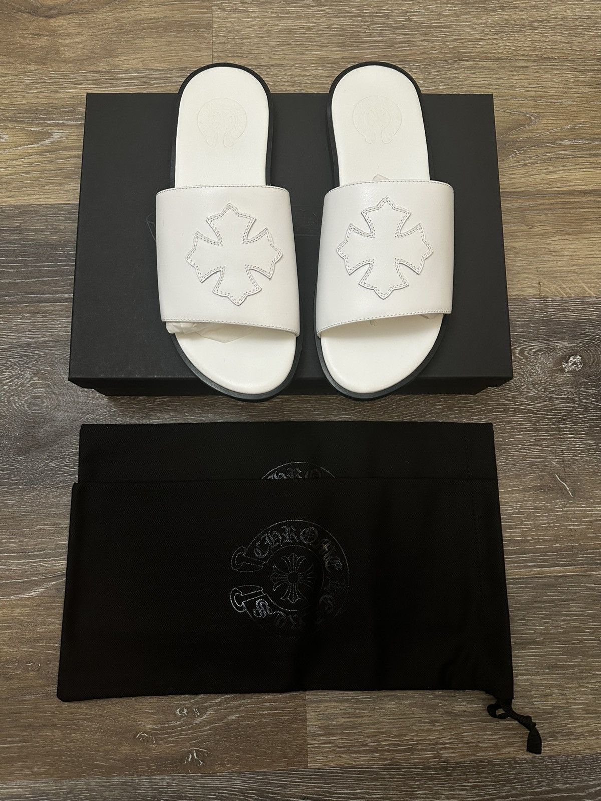 Chrome Hearts Chrome Hearts White Cross Slip On Slides Size 41 Size US 8 / EU 41 - 2 Thumbnail